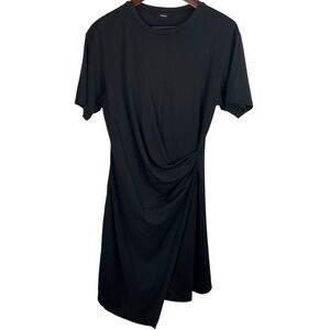 Theory | Black Clinton Side Drape Mini Tee Dress